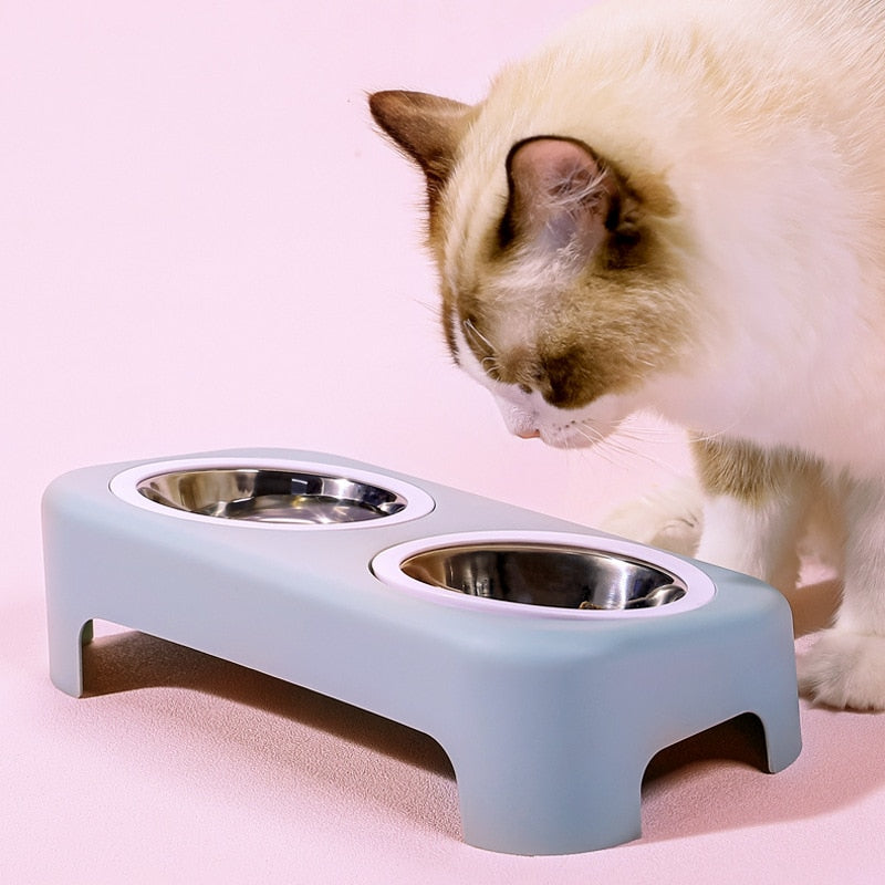 Double Pet Bowl Dog Cat Food Water Feeder