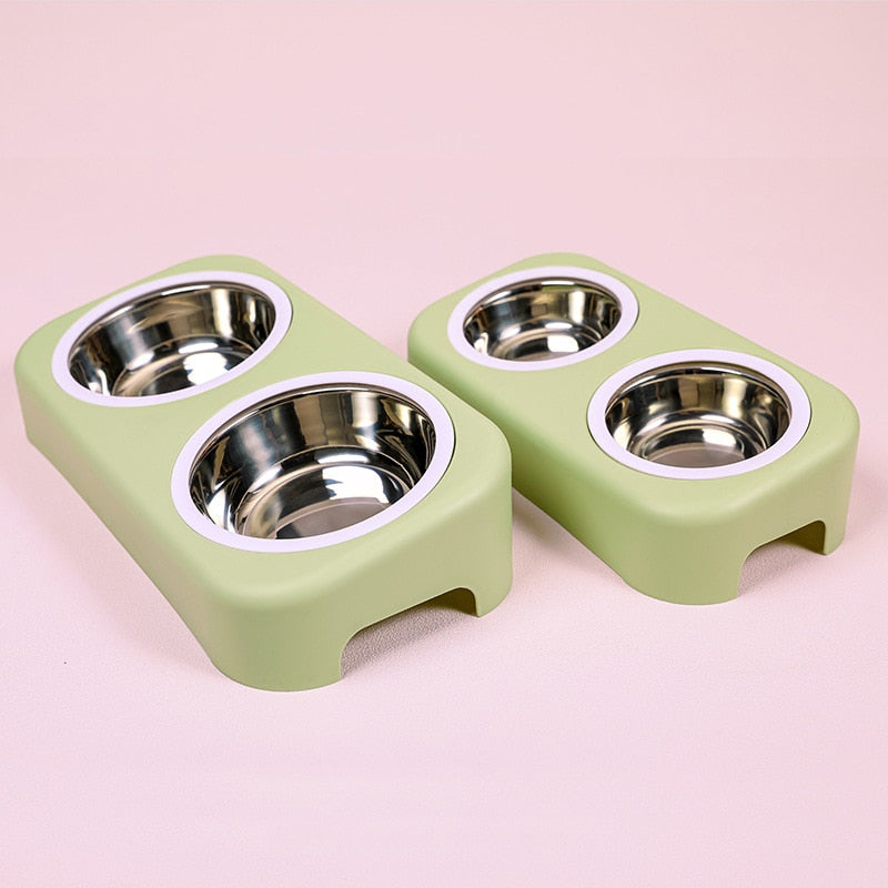 Double Pet Bowl Dog Cat Food Water Feeder