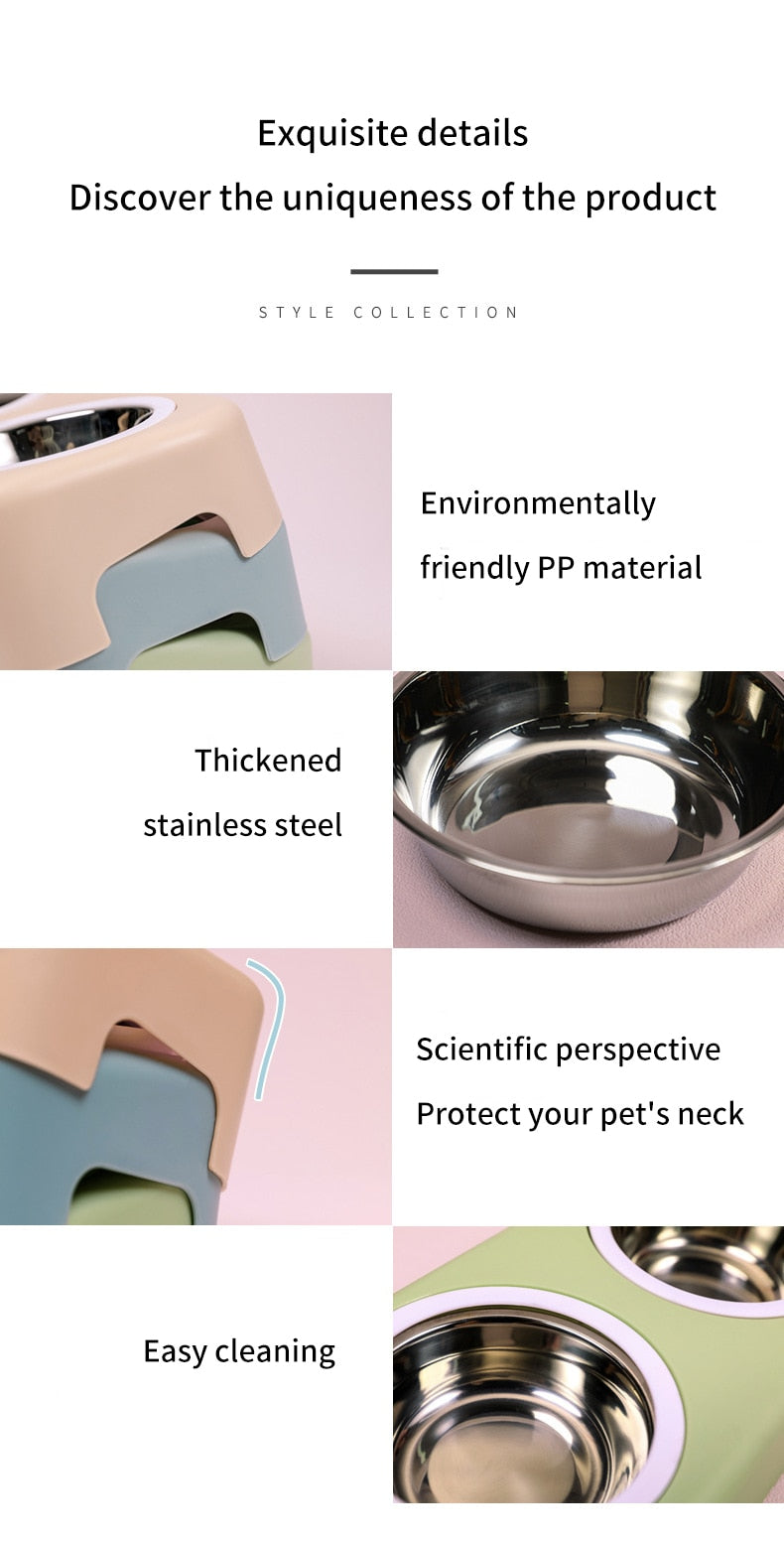 Double Pet Bowl Dog Cat Food Water Feeder