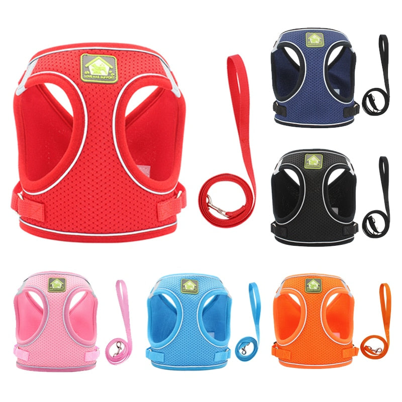 Reflective Pet Cat Harness Vest Leash Set