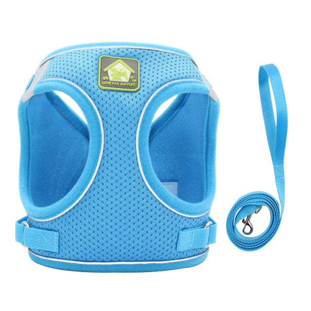 Reflective Pet Cat Harness Vest Leash Set