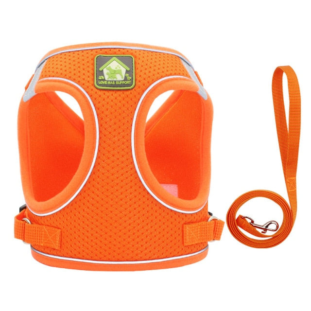 Reflective Pet Cat Harness Vest Leash Set