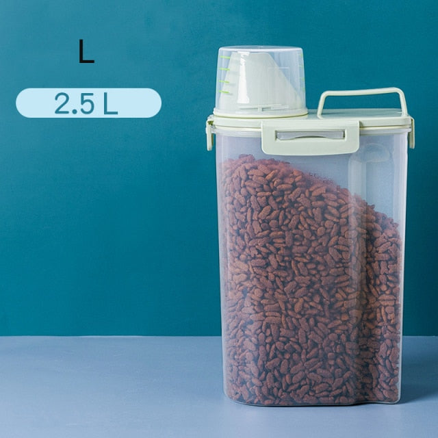 SHUANGMAO Pet Dog Food Storage Container 12.5L Dry Cat Food Box Bag for Moisture Proof Seal With Measuring Cup Kitten Products