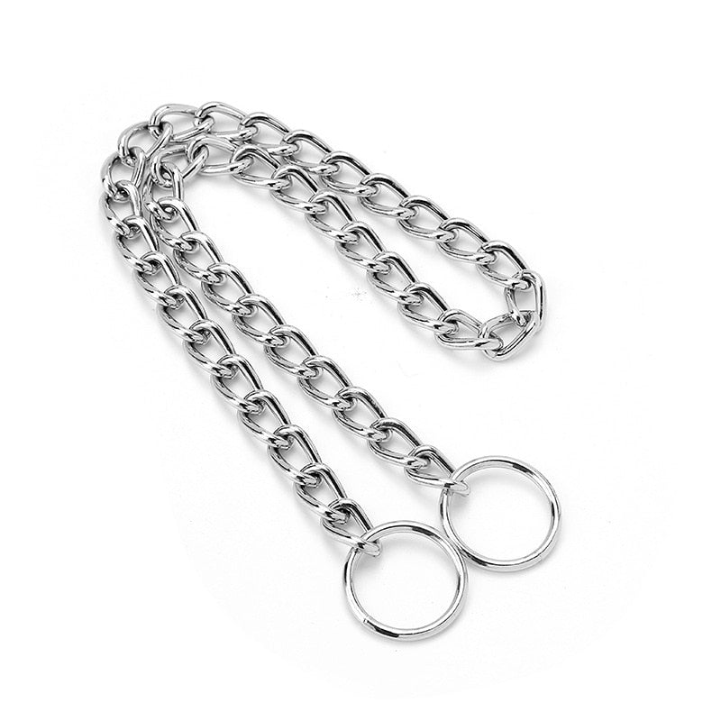 Collar Pet Iron Metal Double Chain