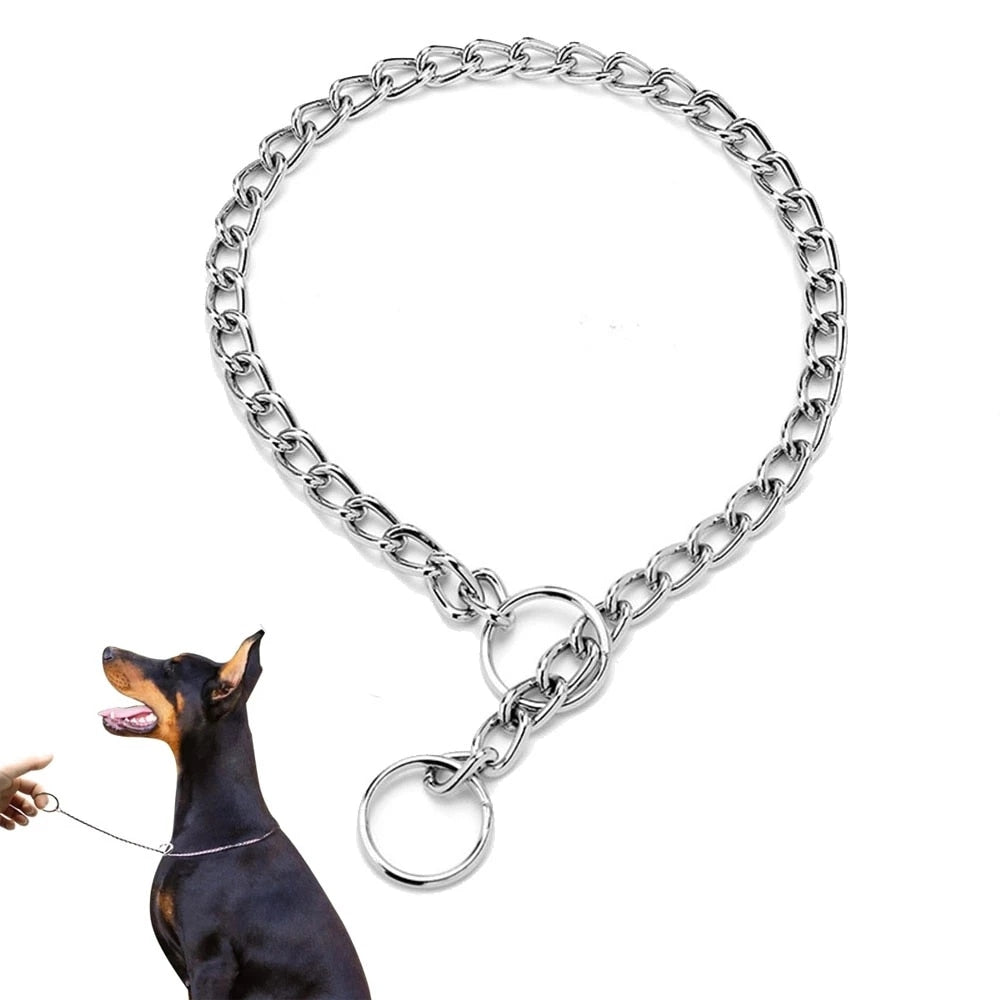 Collar Pet Iron Metal Double Chain