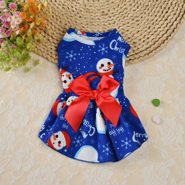 2021 Christmas Dog Plaid Skirt Sweet Dog Bowknot Princess Dress Pet Princess Clothes For Small Dogs Pet Plaid Skirt Pet Supplies